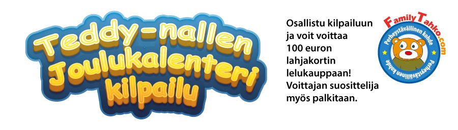 Ilmainen lasten joulukalenteri netissä - voita lahjakortti lelukauppaan - kilpailu - teddy-nalle - familytahko oy